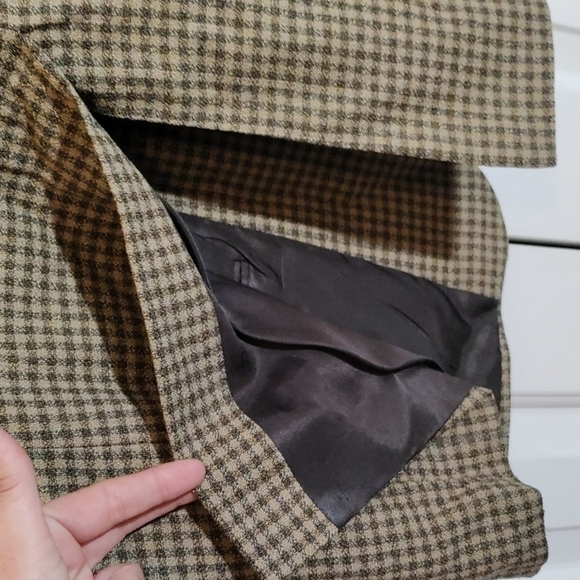 Burberrys Vintage 1970s 1980s brown gingham tailored sport coat 100% Pure Wool - Picture 4 of 17